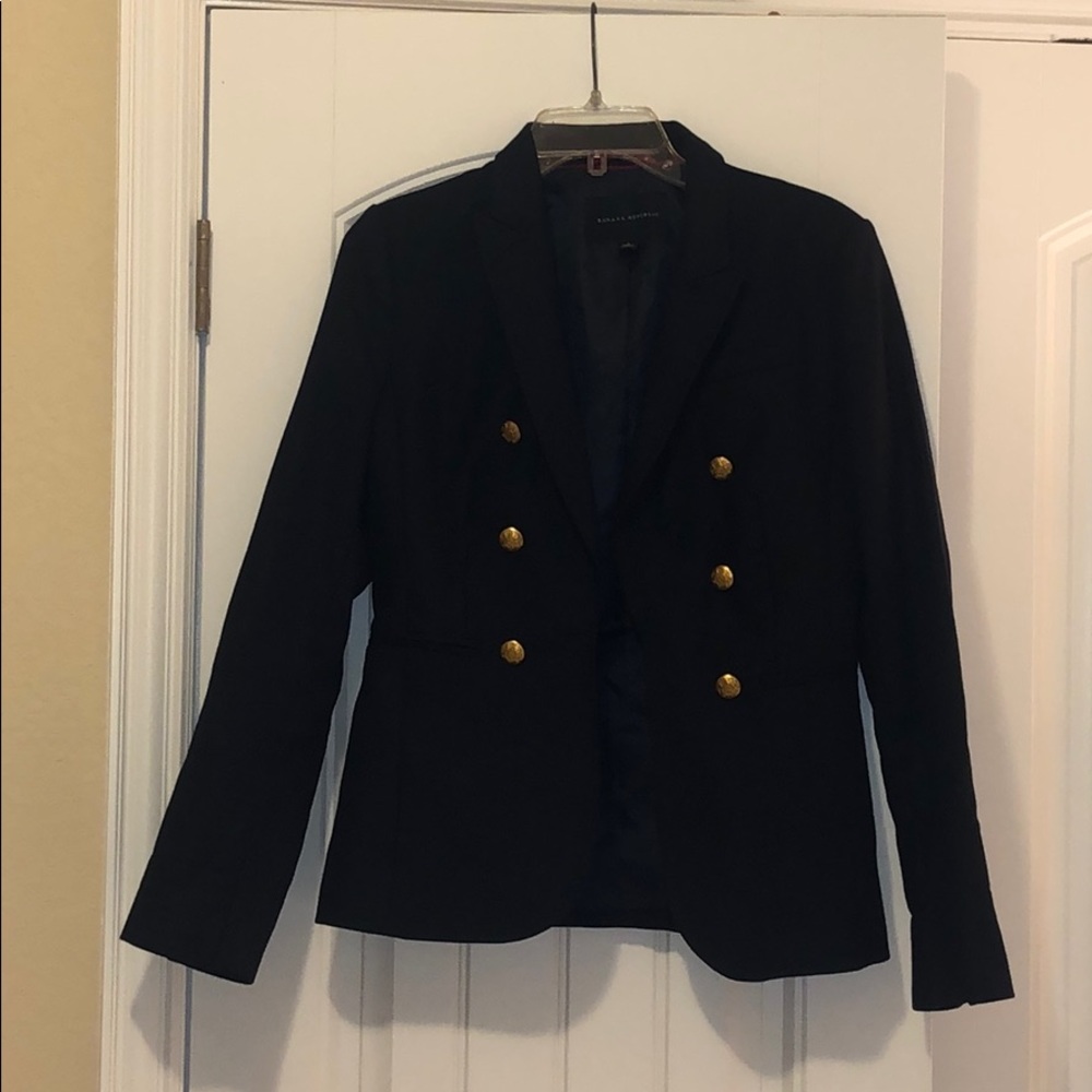 Blue blazer with gold buttons